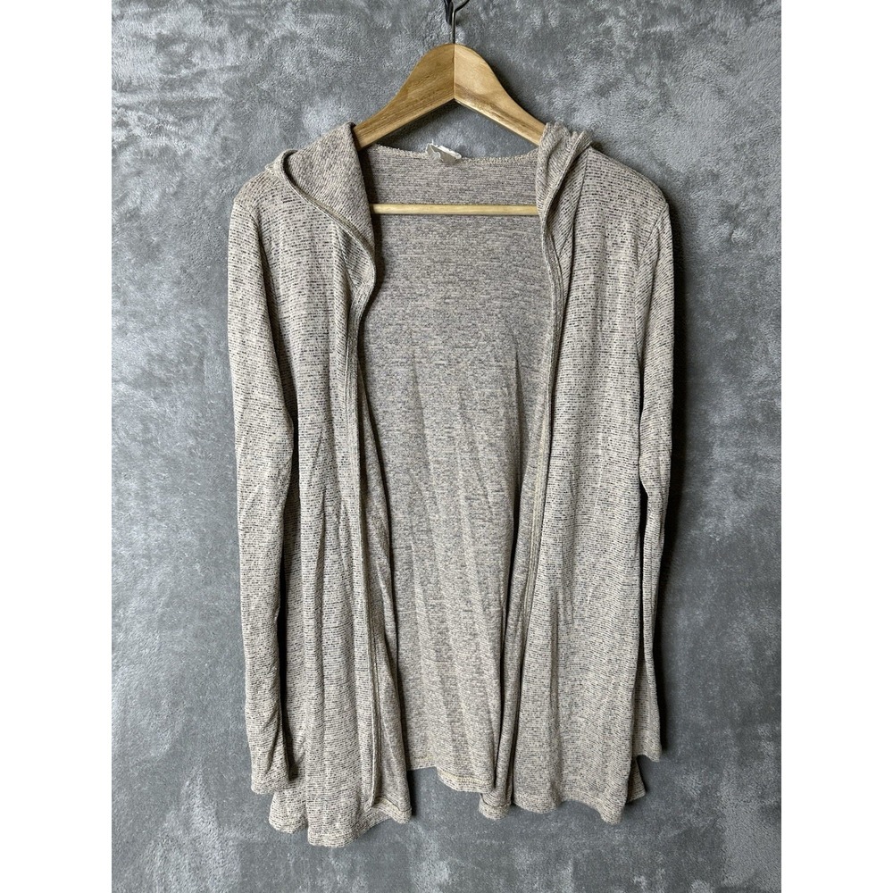 Caution To The Wind Western women's Medium‎ Hooded Cardigan beige Open Front